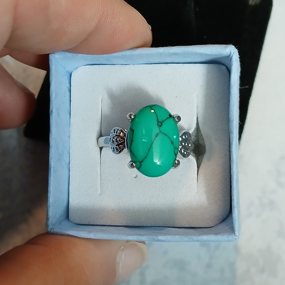 Turquoise Colored Stone Silver Ring